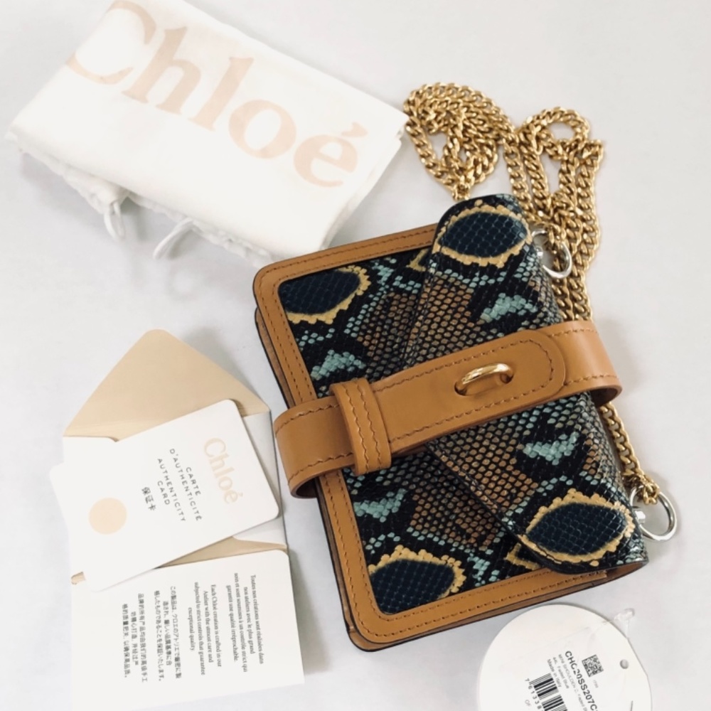 Chloe Mini Aby Chain Snake Python Print Brown Lea… - image 8